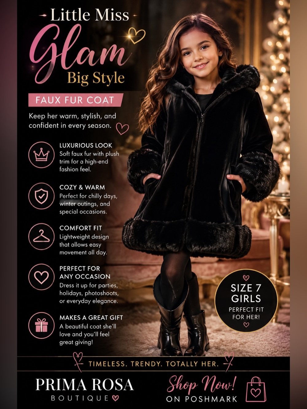 COPY - Girls size 7 fur coat